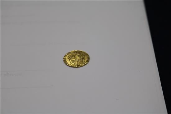 A George III gold guinea quarter guinea 1762, GVF.